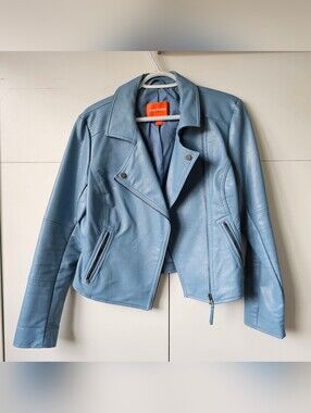 Blue Faux Leather Jacket Spring Coat Joe Fresh